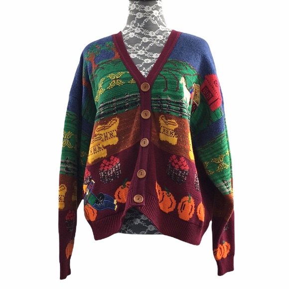 Pumpkin Knit Cardigan Sweater Xl | Poshmark